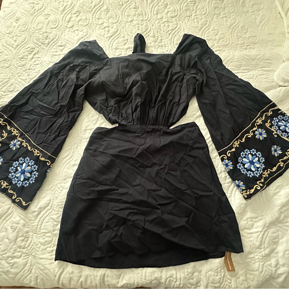 Navy Embroidered Dress